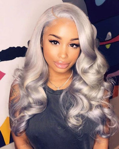 24 Inch Gray Wigs For African American Women The Same As The Hairstyle In The Picture lk