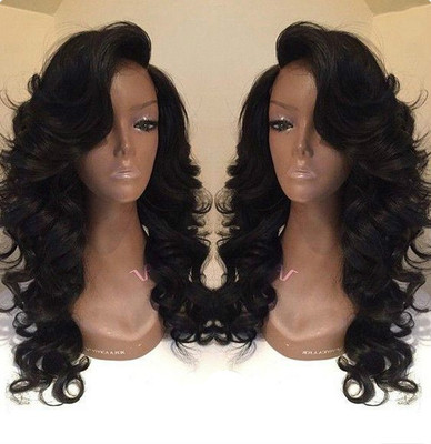 24 Inch Side Bangs Wavy Long Wigs For African American Women The Same As Hairstyle In Picture pp