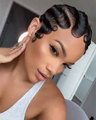 6 Inch Wig Finger Wave Wig Short Human Hair Wigs For Black Women Real Hair Wigs Natural Hair Wigs