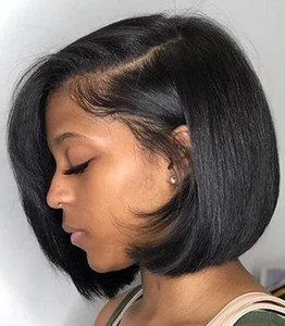 10 Inch Wig Side Part Natural Looking Short Bob Wigs High Quality Black Bob Wig For Black Women