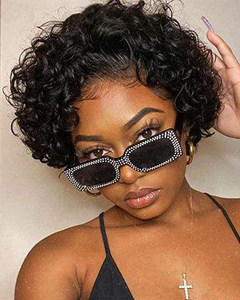 8 Inch Wig Short Curly Wig Pixie Cut Wig For African American Women Natural Looking Short Wigs