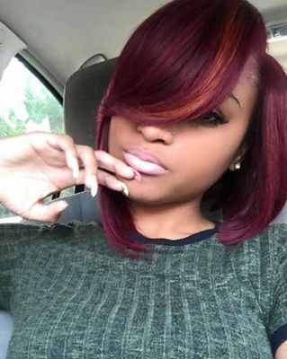 12 Inch Bob With Bangs Wigs For African American Women The Same As The Hairstyle In The Picture ca