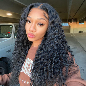 26 Inch Wig Middle Part Deep Wave Wig Glueless Lace Front Wigs For Black Women High Quality Wigs