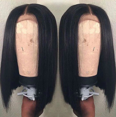 14 Inch Bob Wig Middle Part Straight Bob Wig Lace Front Wigs For Black Women Glueless Lace Wigs