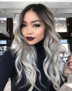 24 Inch Wavy Gray Wigs For African American Women The Same As The Hairstyle In The Picture id